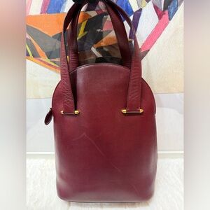CARTIER Double Strap Handbag Bordeaux Leather